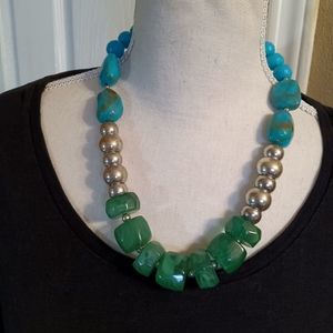 Shades of the Sea Geometric Statement Necklace